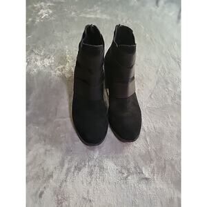 Eileen Fisher Women's Willis Black Sport Suede Bootie Size 8 Block Heel